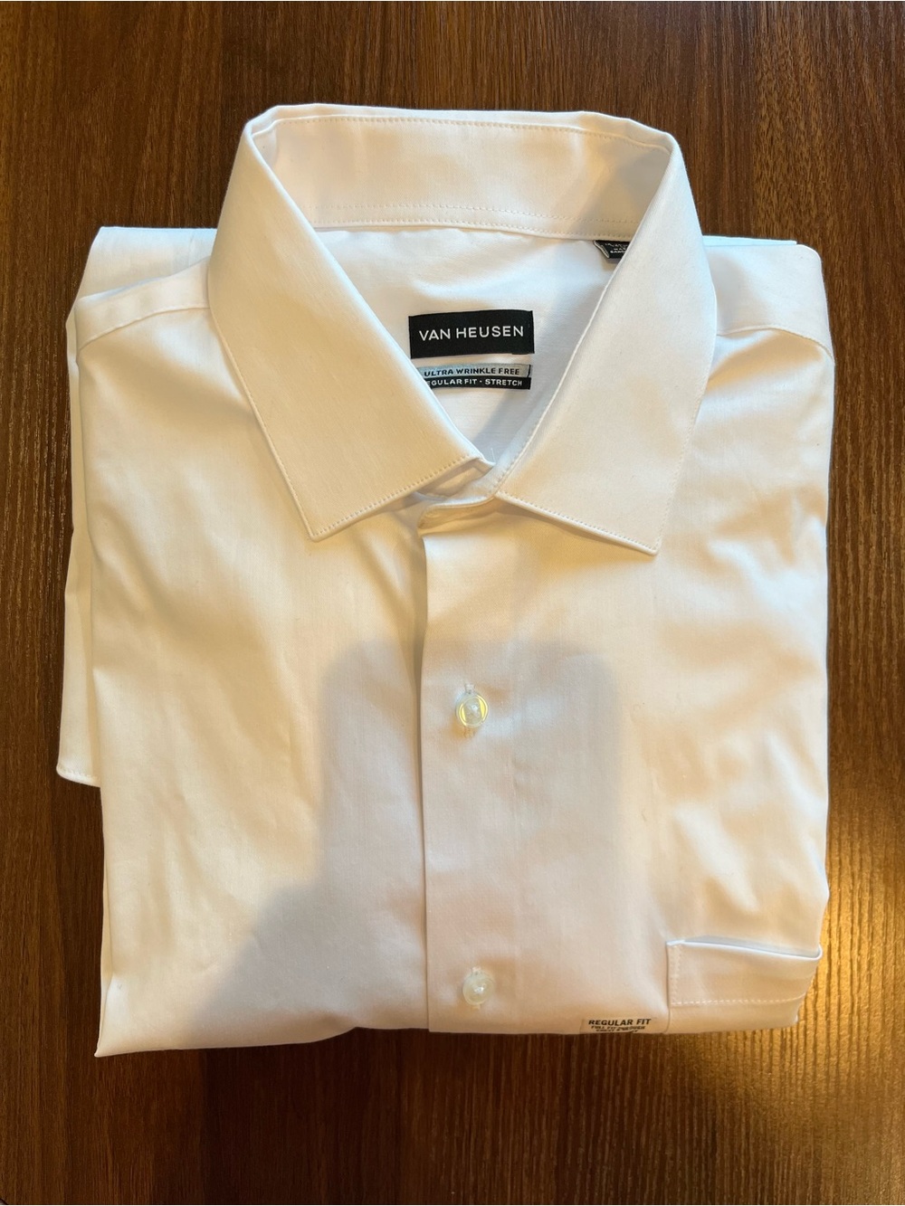 Van Heusen Men's White Dress Shirt - Regular Fit-Stretch